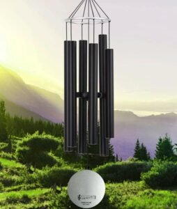 Paradigm Pictures 30.5 inch Big Wind Chimes for Home Balcony Positive Energy- Positive Energy Items (Black 6 Pipe Wind Chime) (Silver Black)