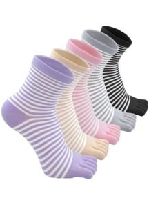 Toe Socks Women’s Five Finger Socks Made of Cotton, Women’s Trainer Socks with Toes for Sports, Running, Leisure, Breathable and Colourful Socks, 4/5 Pairs