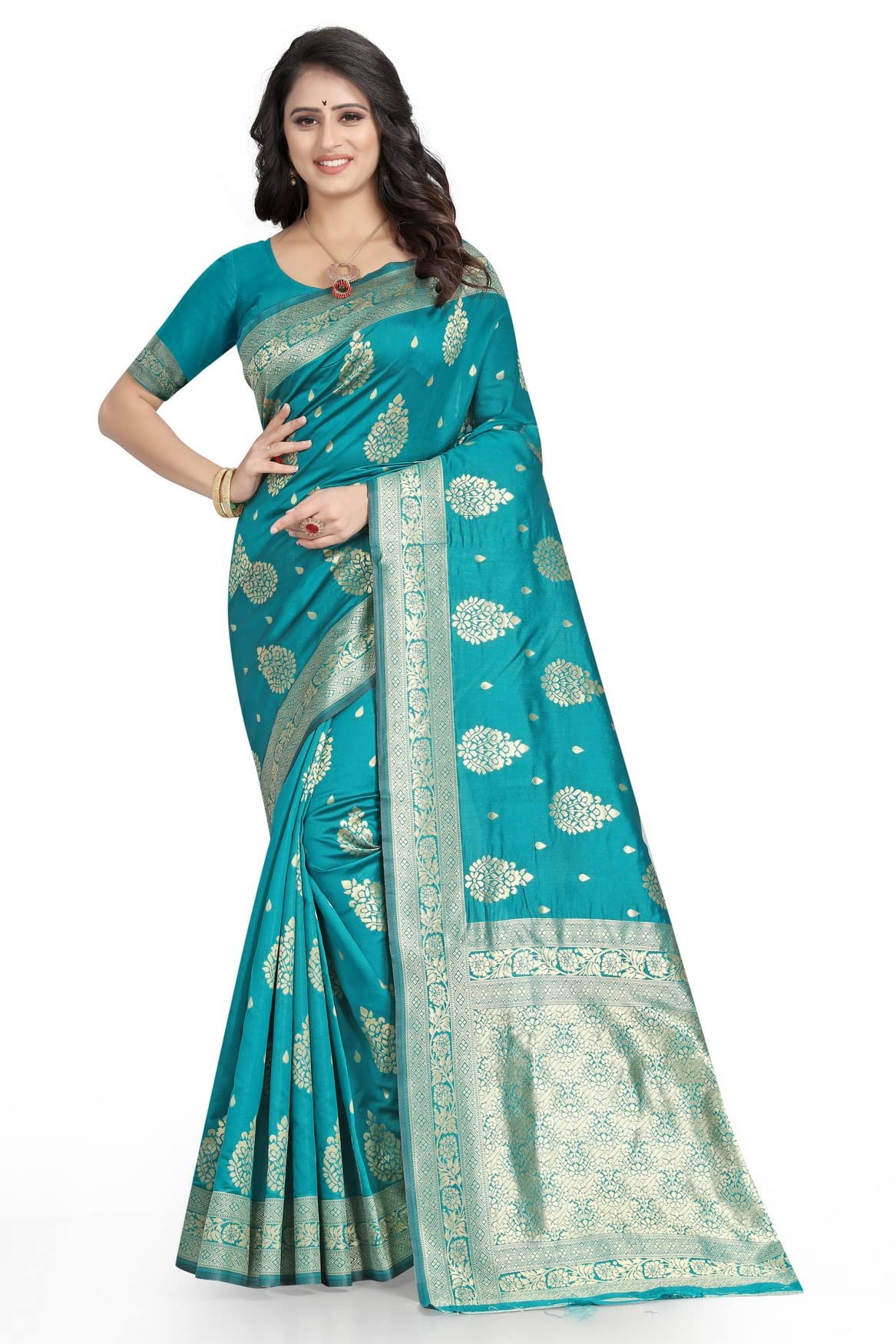 C J Enterprise Women’s Pure Kanjivaram Soft Silk Saree Banarasi Style Ladies Sadi With Blouse Piece for Wedding (Eagle-3-51)