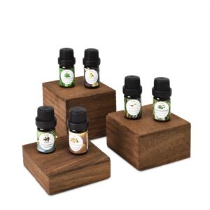 MOOCA Wooden Display Risers Set – 3 Different Height Stands, Brown