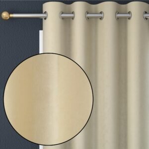FRESH FROM LOOM 100% Blackout Curtains | Door & Window Curtain | Set of 2pc | 10 Feet Long | Light Filtering Room Drakening | Eyelet Parda | Thermal Insulated Noise Reduction (Texture | Cream)