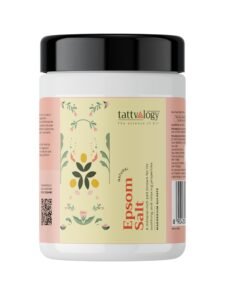 Tattvalogy Pharma Grade Epsom Salt | 100% Pure Bath Salt | Magnesium Sulphate | For Muscle Relief , Feet Soak , Relieves Aches & Pain , Gardening Plants | Used In Bath and Foot soak | Face Cleanser | In PET Jar – 900 GM