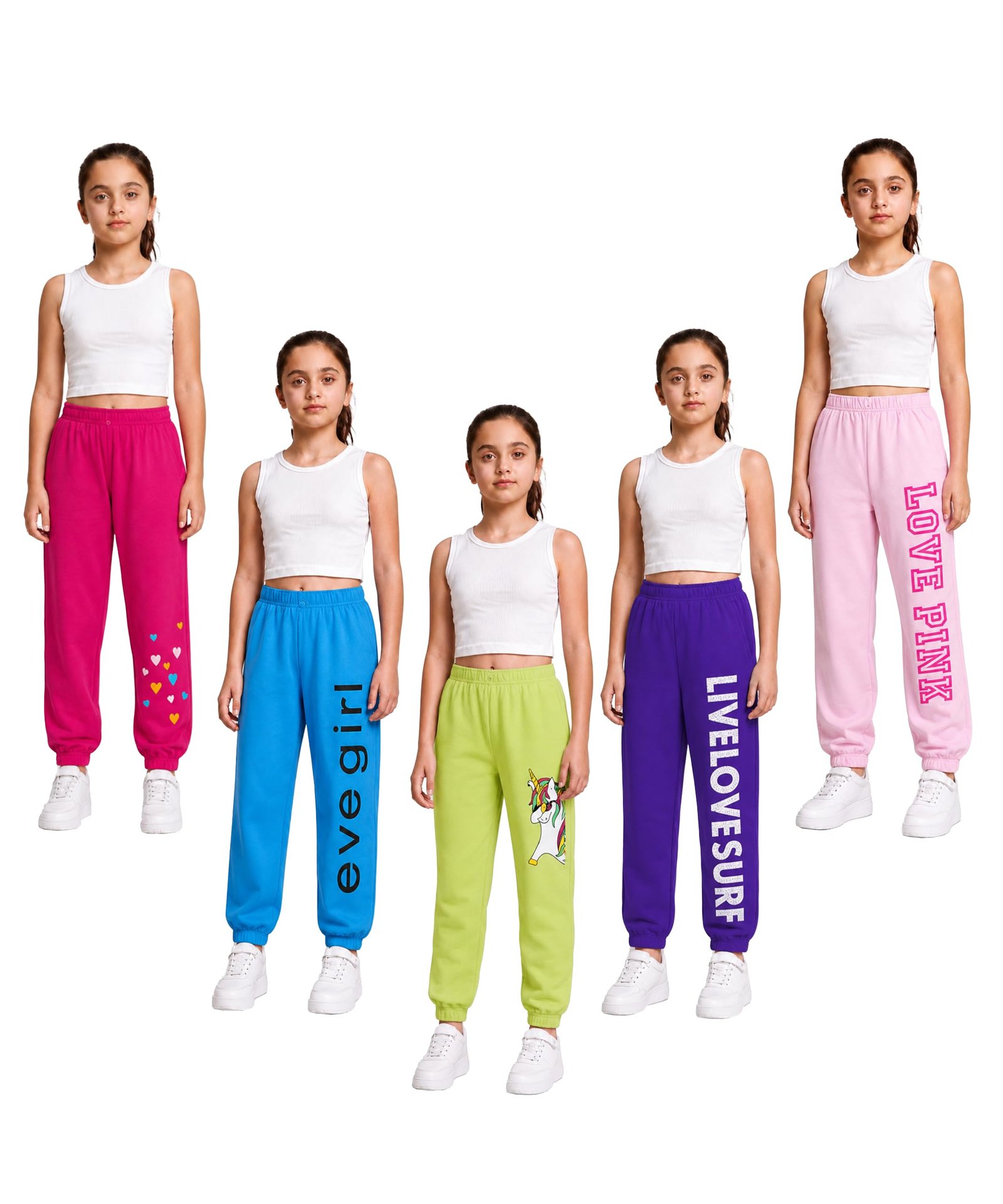 KYDA KIDS® Girls 100% Pure Cotton Printed Track Pants | Elastic Waist Loose Fit Casual Summer Wear | Soft Comfortable Kids Trousers Multicolor Combo (Pack of 5)