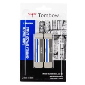 Tombow Colored Pencil Eraser, Silica Grit 9 cm X 6.6 cm X 1.7 cm, 2-Pack, White