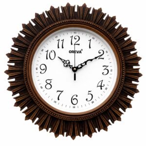 Oreva Aq 6197 Plastic Wooden Look Designer Wall Clock (32.5 X 32.5 X 4.8 Cm), Brown – Analog