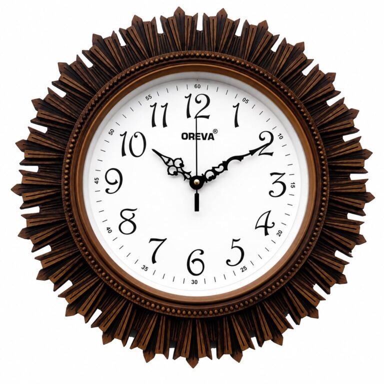 Oreva Aq 6197 Plastic Wooden Look Designer Wall Clock (32.5 X 32.5 X 4.8 Cm), Brown – Analog