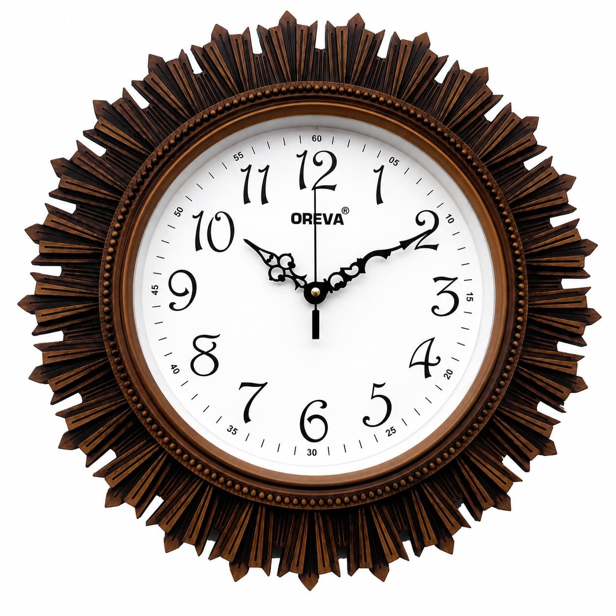 Oreva Aq 6197 Plastic Wooden Look Designer Wall Clock (32.5 X 32.5 X 4.8 Cm), Brown – Analog