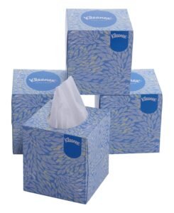 Kleenex® 2 ply Facial Tissue Cube Box, 80 Pulls, Pack of 4 (Total 320 Sheets) (60042)