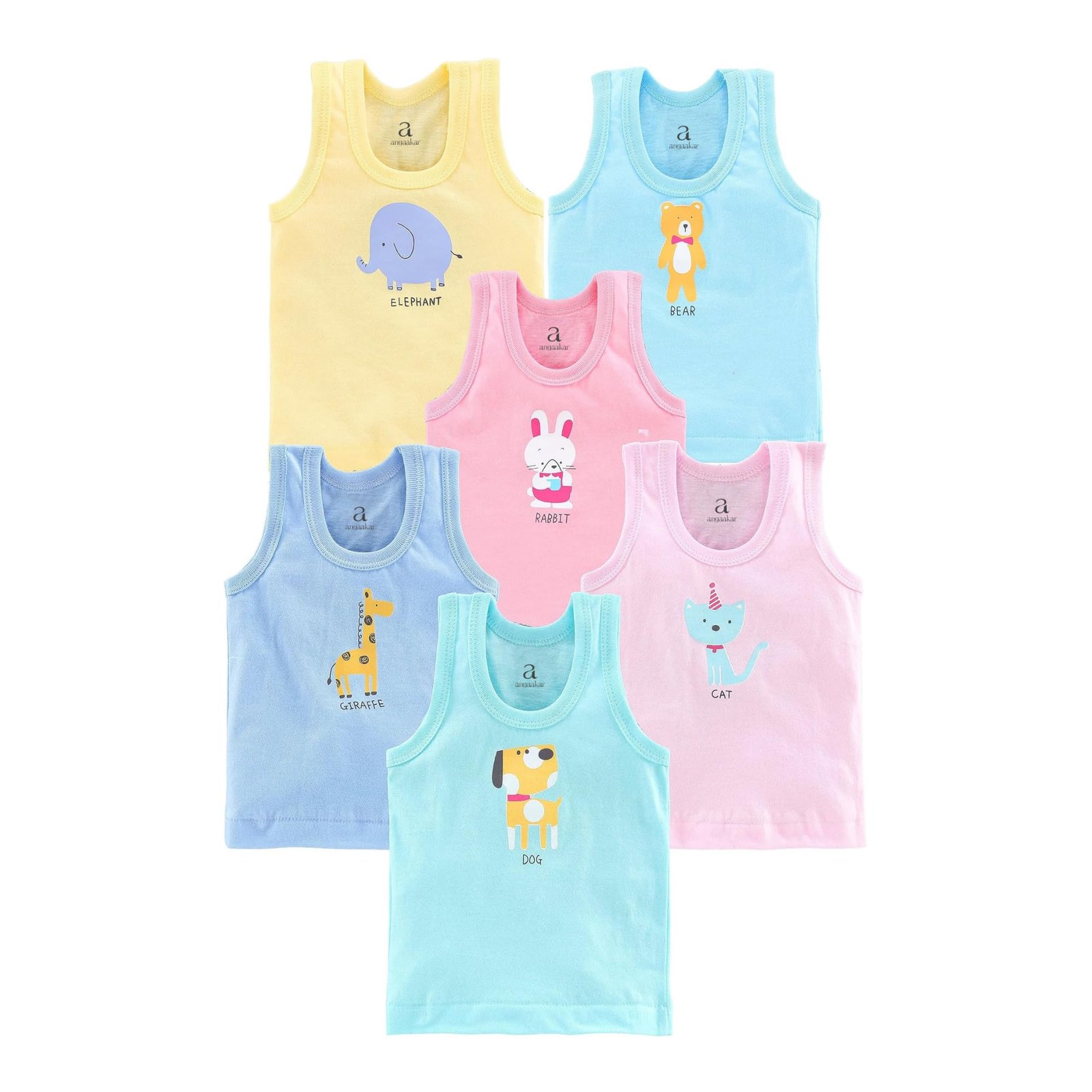 Printed Baby Vest for Kids Cotton Sleeveless Sando Baniyan Toddler Innerwear Baby Cloth for Boys & Girls Pack of 6