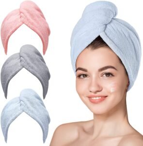 Set of 2 Hair Towel absorebent Hair-Drying Bathrobe Microfiber 500 GSM Bath Towel Hair Dry Cap Salon Towel (Multicolor) (Pack of 2)