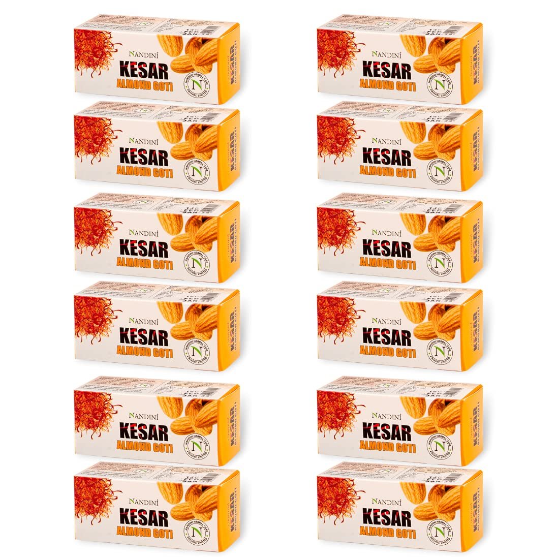 NANDINI HERBAL CARE PRIVATE LIMITED Kesar Almond Goti Bar, 25G(Pack Of 12)