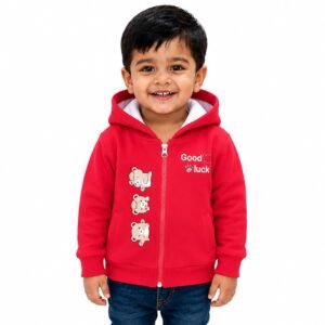 Mahi Fashion Kids Winter Hooded Jacket, Warm Cotton Fleece Front-Open Zipper Sweatshirt for Baby Boys & Girls