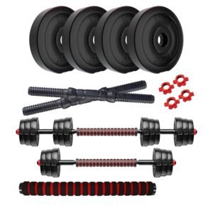 Amazon Brand – Symactive PVC 3-in-1 Convertible Dumbbells Set