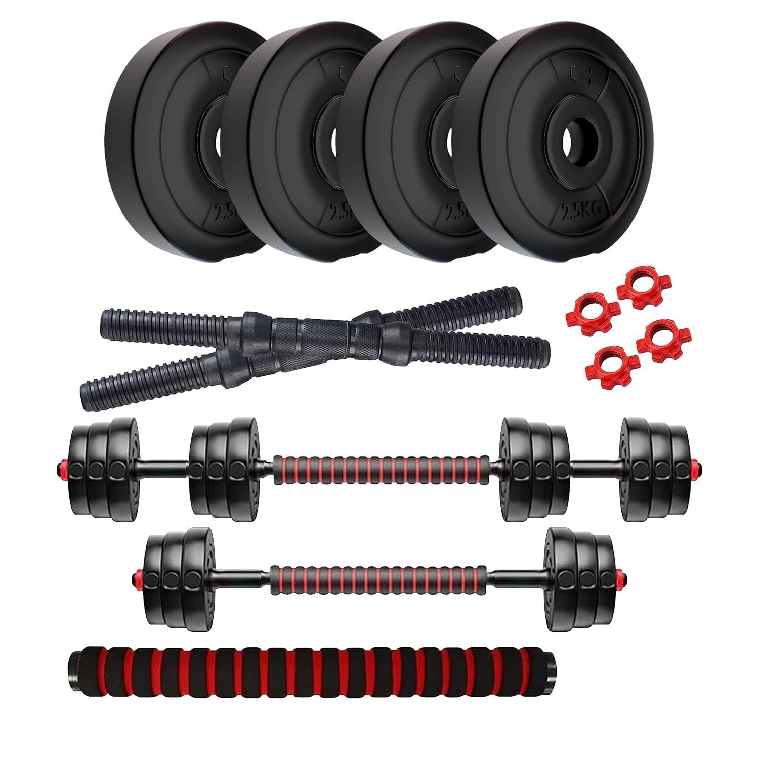 Amazon Brand – Symactive PVC 3-in-1 Convertible Dumbbells Set