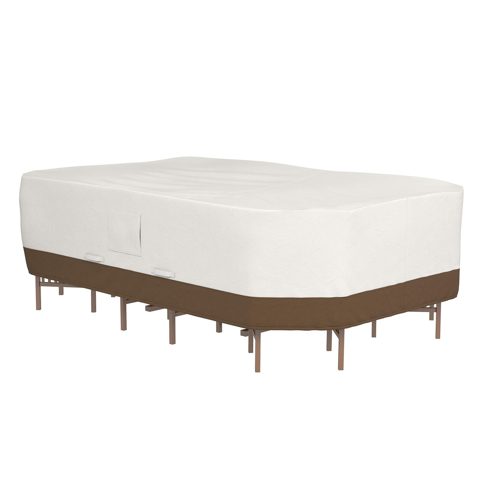 amazon basics Polyester Rectangular/Oval Table And Chair Set Patio Cover – White, Large, Polyester