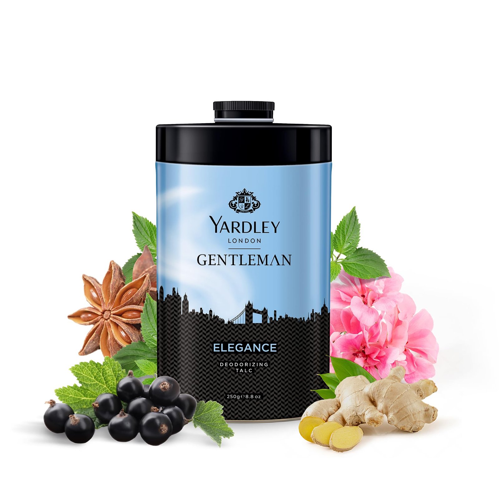 Yardley London Elegance Deodorizing Talc| Fougere Aromatic Woody Fragrance| Masculine Fragrance| Body Talc for Men| 250g