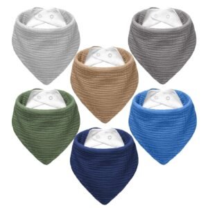 NISXABEBE Muslin Baby Bibs 6 Pack Dribble Bandana Bibs Cotton Drool Bibs for Teething Soft and Absorbent with Adjustable Snaps