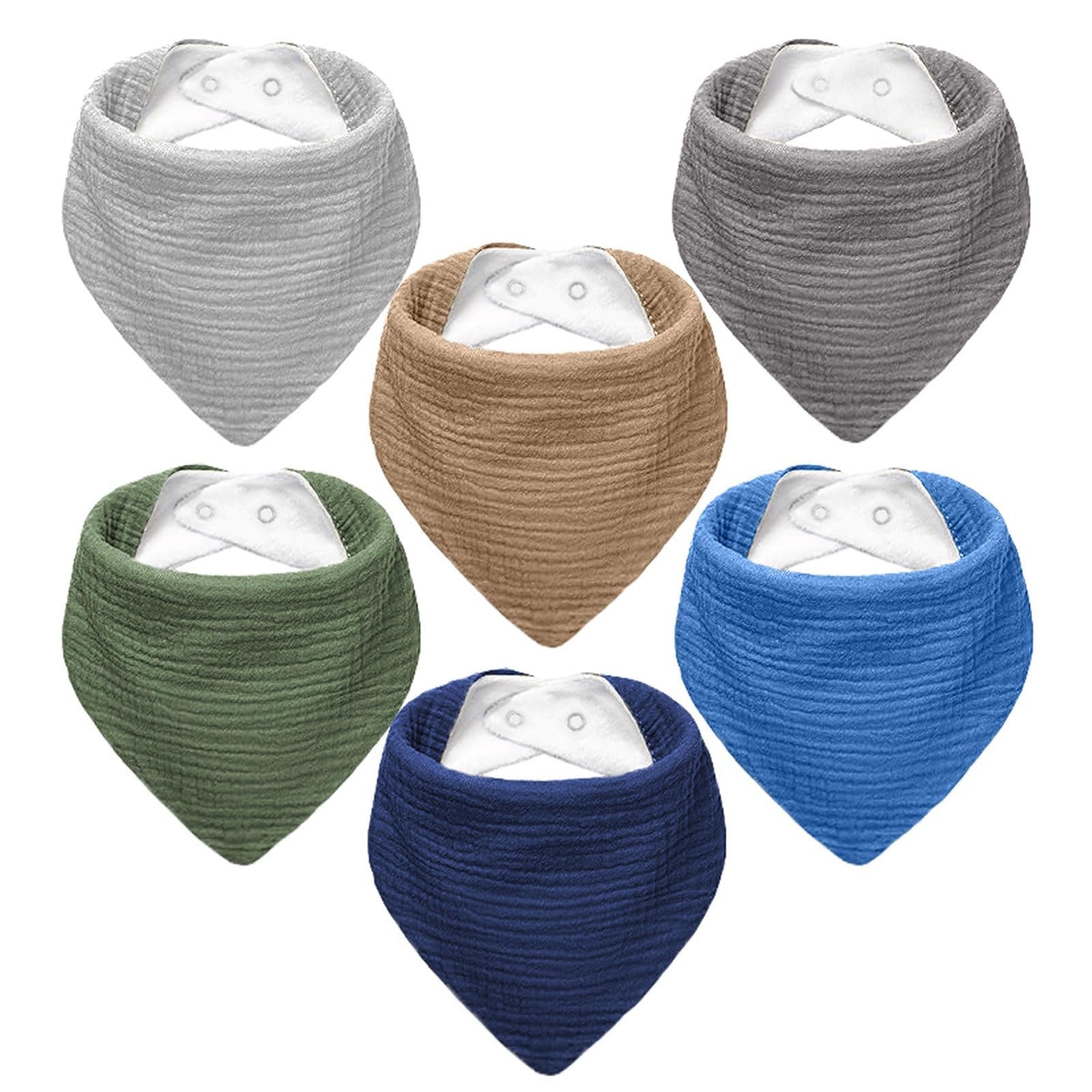 NISXABEBE Muslin Baby Bibs 6 Pack Dribble Bandana Bibs Cotton Drool Bibs for Teething Soft and Absorbent with Adjustable Snaps