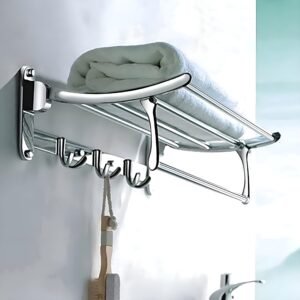 Plantex Stainless Steel Folding Towel Rack for Bathroom, Towel Rod Holder, Bathroom Accessories(24 Inch-Chrome)