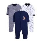 EIO 100% Cotton Baby Rompers Sleepsuits Jumpsuits Night Suits for Newborn Baby Boys & Girls | Soft Infant Bodysuit | Pack of 3 Kids Rompers