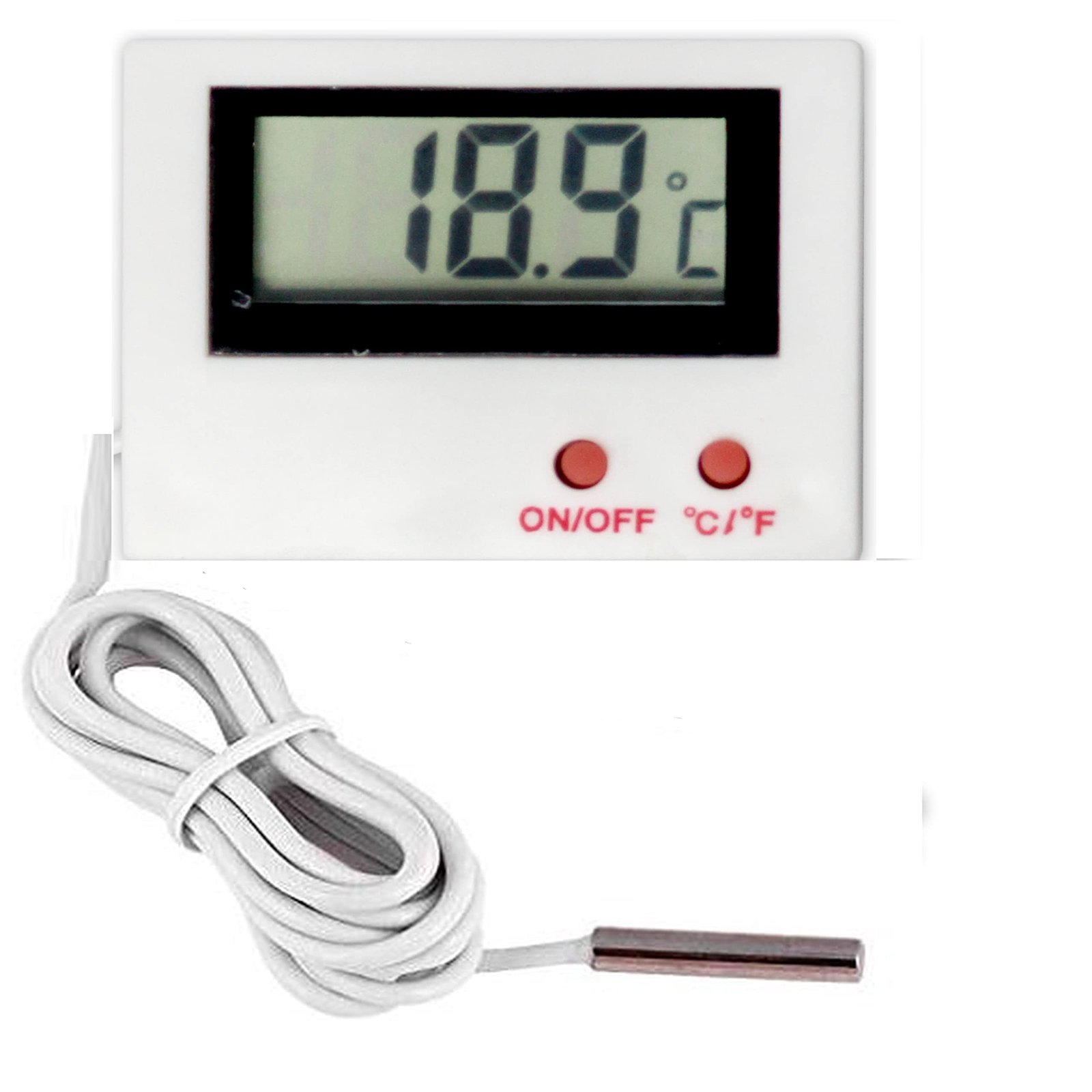 SKADIOO Temperature Meter with ON/OFF button | aquarium for fish tank | Thermometer for Room, Digital Sensor wired (T-500)