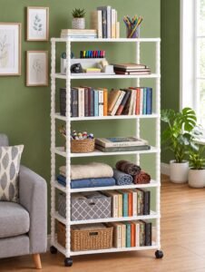 SUBEKYU Plastic Book Shelf for Home, Books Holder and Organizer, 1 Pack