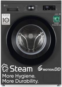 LG 7 Kg, 5 Star, DD Technology, Steam Wash, 6 Motion DD, Fully-Automatic Front Load Washing Machine (FHB1207Z2M, Allergy Care, In-Built Heater, Touch Panel, Middle Black)