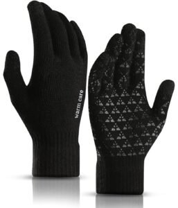 Touchscreen Thermal Winter Gloves for Men & Women | Warm Wool Knit Full Finger Gloves with Anti-Slip Silicone Grip for Driving, Cycling, Running & Outdoor Wear