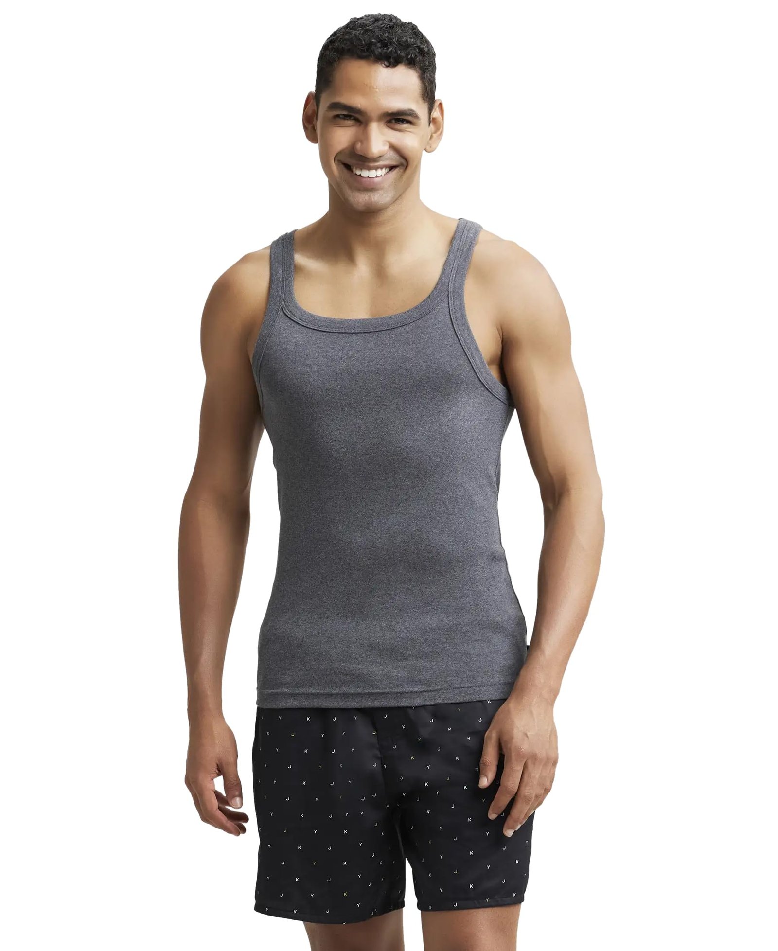 Jockey US26 Men Super Combed Cotton Rib Square Neck Gym Vest Regular Fit