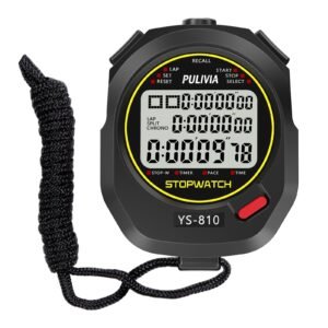 Sports Stopwatch Timer Lap Split Memory Digital Stopwatch, Countdown Timer Pace Mode 12/24 Hour Clock Calendar with Alarm, 3 Rows Display Large Screen Water Resistant Battery Included