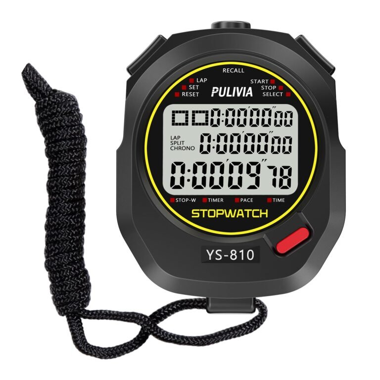 Sports Stopwatch Timer Lap Split Memory Digital Stopwatch, Countdown Timer Pace Mode 12/24 Hour Clock Calendar with Alarm, 3 Rows Display Large Screen Water Resistant Battery Included
