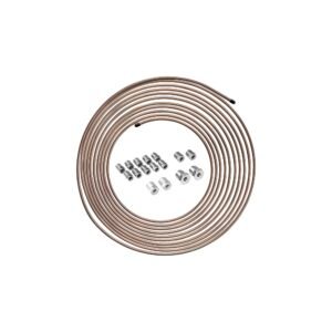 4LIFETIMELINES 25 ft 3/16 in Copper-Nickel Coil Brake Line Complete Tubing Kit (Includes 16 Fittings) â‚¬â€œ Inverted Flare, SAE Thread