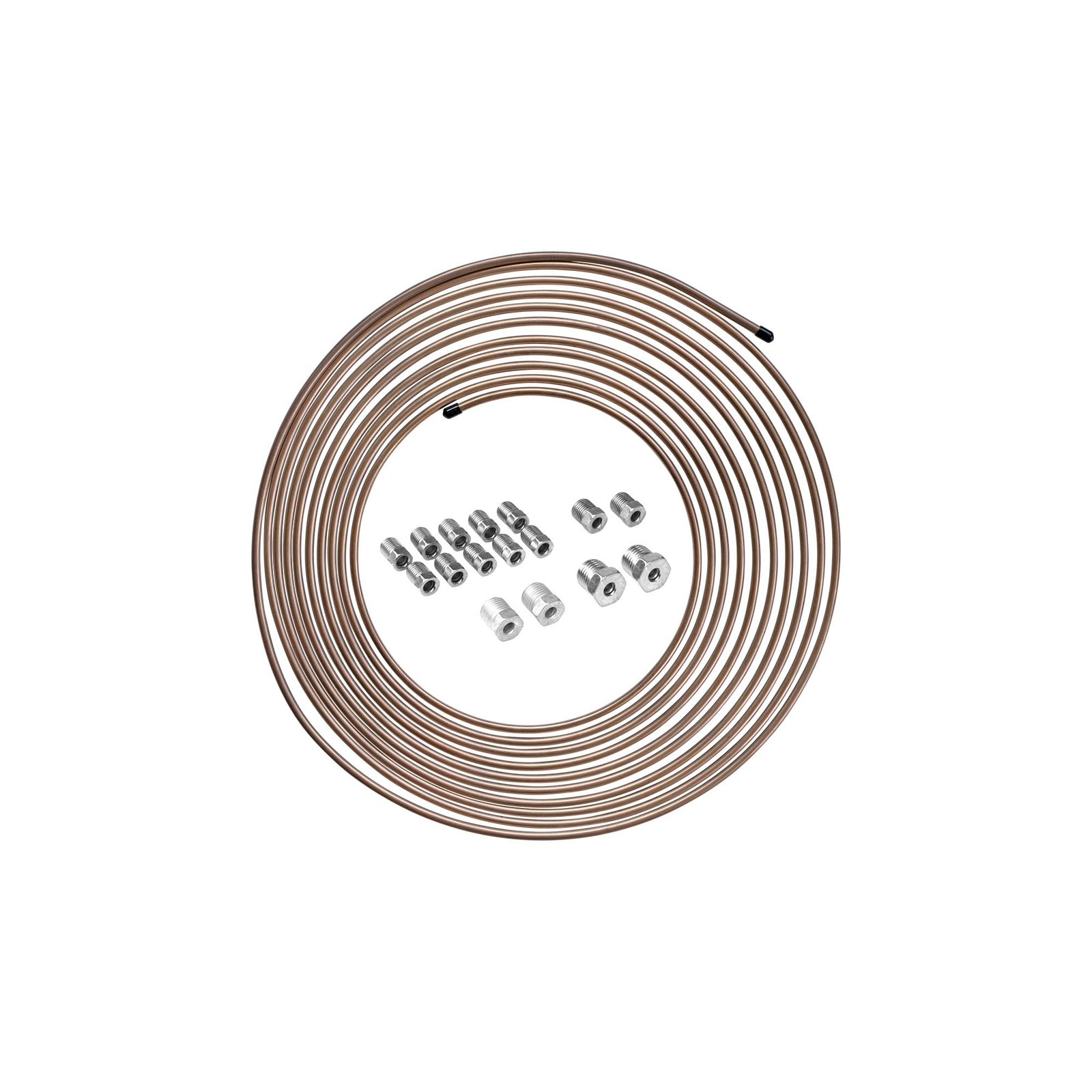 4LIFETIMELINES 25 ft 3/16 in Copper-Nickel Coil Brake Line Complete Tubing Kit (Includes 16 Fittings) â‚¬â€œ Inverted Flare, SAE Thread