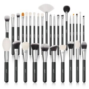 BEILI 30Pcs Professional Makeup Brush Set Original Natural-Synthetic Kabuki Foundation, Face Powder, Highlighter, Contour, Eye Shadow, Eyebrow, Eyeliner, Makeup Tools Kit (Classic Black)