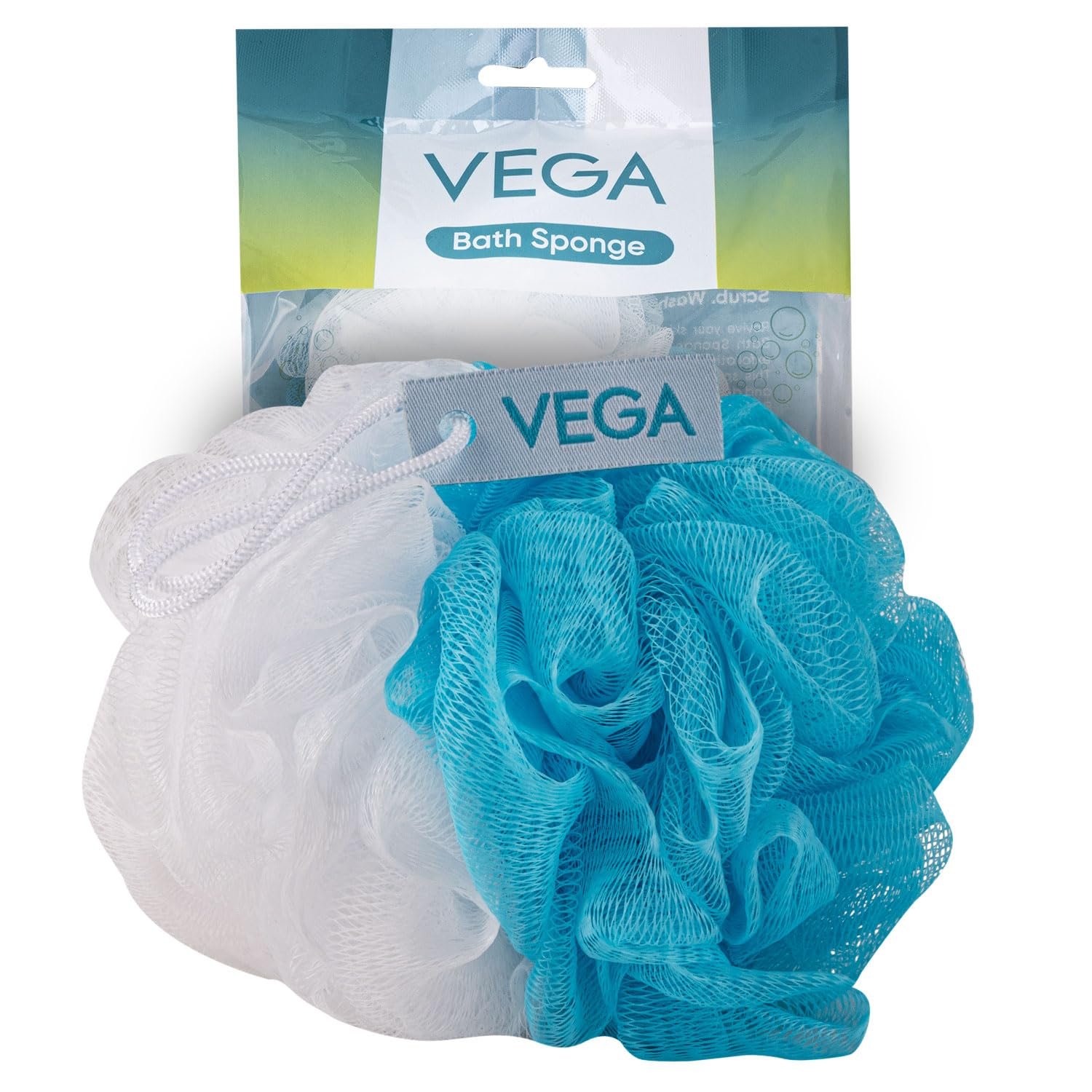 VEGA Bath Sponge & Loofah for Bathing | Soft Body Scrubber, Shower Pouf & Luffa for Men & Women | Gentle Exfoliating Sponge for Cleansing & Dead Skin Removal (Blue, Color May Vary) (BA-3/9)