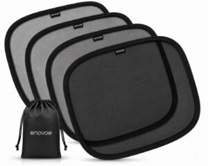 Enovoe Large Car Sun Shade (2 Pack) for SUVs, Minivans and Full-Size Sedans – Premium Baby Car Window Shades Blocking Over 97% UV Rays – Universal Fit – Black – 4 Pack