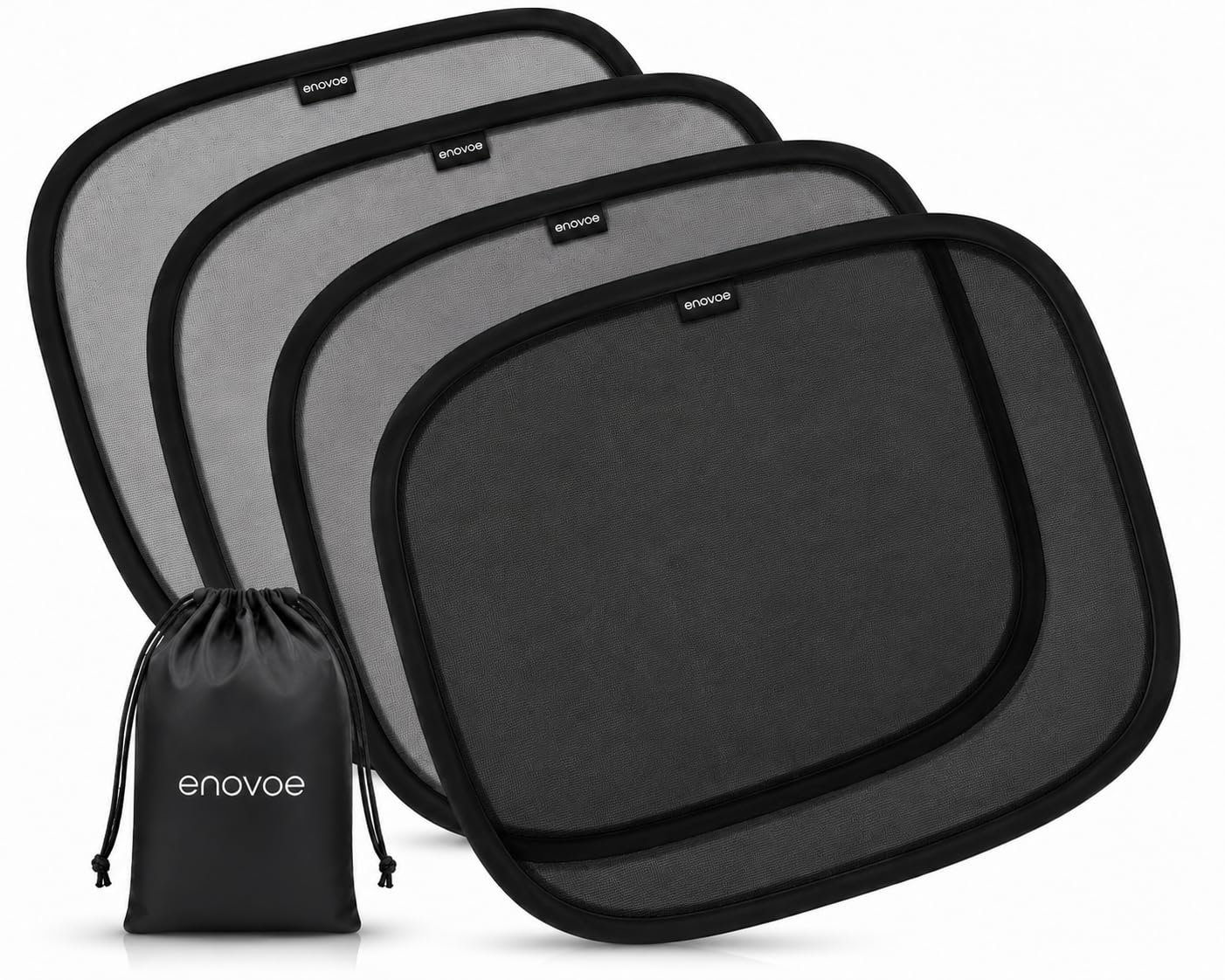 Enovoe Large Car Sun Shade (2 Pack) for SUVs, Minivans and Full-Size Sedans – Premium Baby Car Window Shades Blocking Over 97% UV Rays – Universal Fit – Black – 4 Pack
