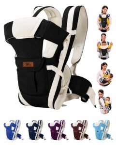 YOU+ME 4-in-1 Adjustable Baby Carry Bag with Front & Back Carry Options Ergonomic Infant to Toddler Carrier with Head and Back Support, Safety Buckles & Breathable Fabric (0 3 Years) (Navy Blue)