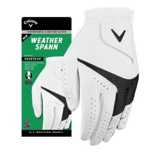 Callaway Nylon Golf Weather Spann Glove (Worn on Left Hand, Standard, Medium, White)
