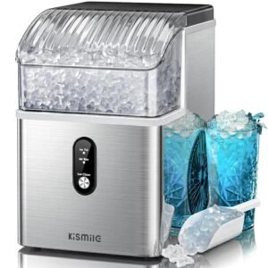 Kismile Nugget Ice Maker Countertop, 35 lbs/Day, Stainless Steel