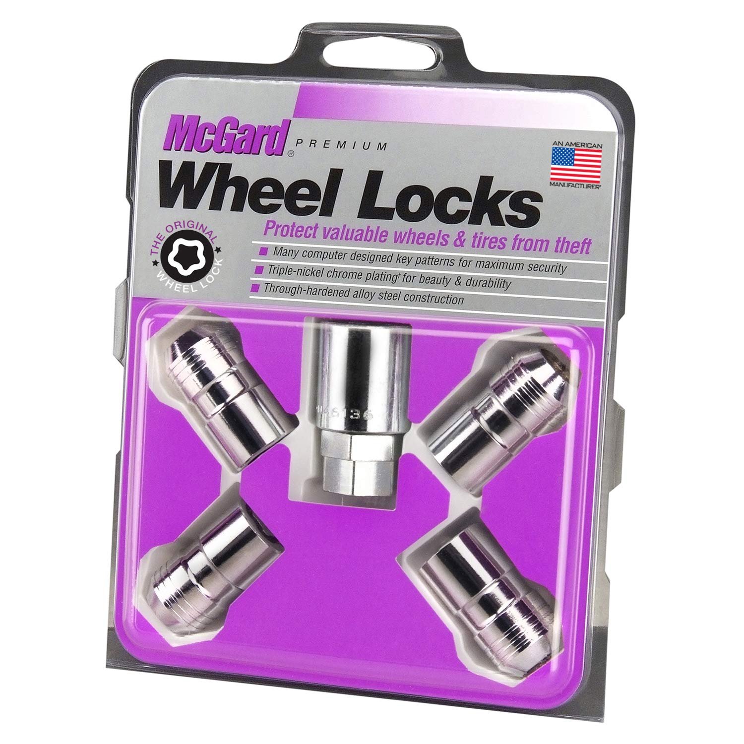 McGard 24215 Chrome M14 x 1.5 Thread Size Cone Seat Wheel Lock Set, (Set of 4)