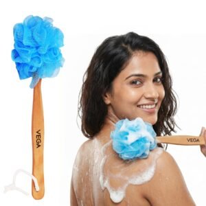 Vega Wooden Handle Body Brush for Bath, Exfoliating Scrubber for Men & Women, Shower Tool for Deep Cleansing, Dead Skin Removal, Back Cleaning, Improves Blood Circulation & Skin Care Routine (BA-1/6)