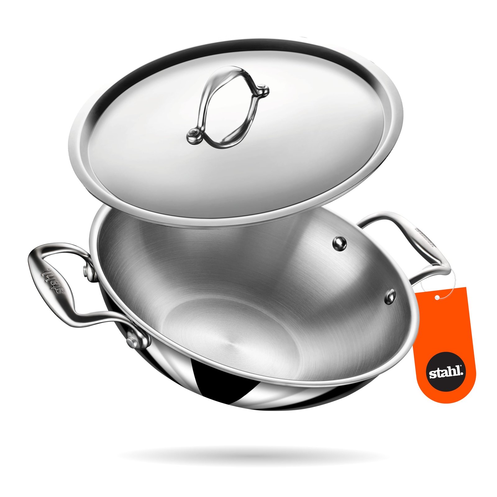 Stahl Artisan Triply 2.4 L, 24 cm Stainless Steel Kadhai with Lid,Kadai for Cooking, Stainless Steel Cookware Triply Kadai, Induction & Gas Stove Compatible