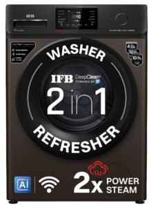 IFB 8 Kg 5 Star, 9 Swirl Wash, Steam Refresh, Eco Inverter Motor, WiFi Enabled, DeepClean®Ai Powered Fully Automatic Front Load Washing Machine(SENATOR MBN 8012, 2X Power Steam®,Inbuilt Heater,Mocha)