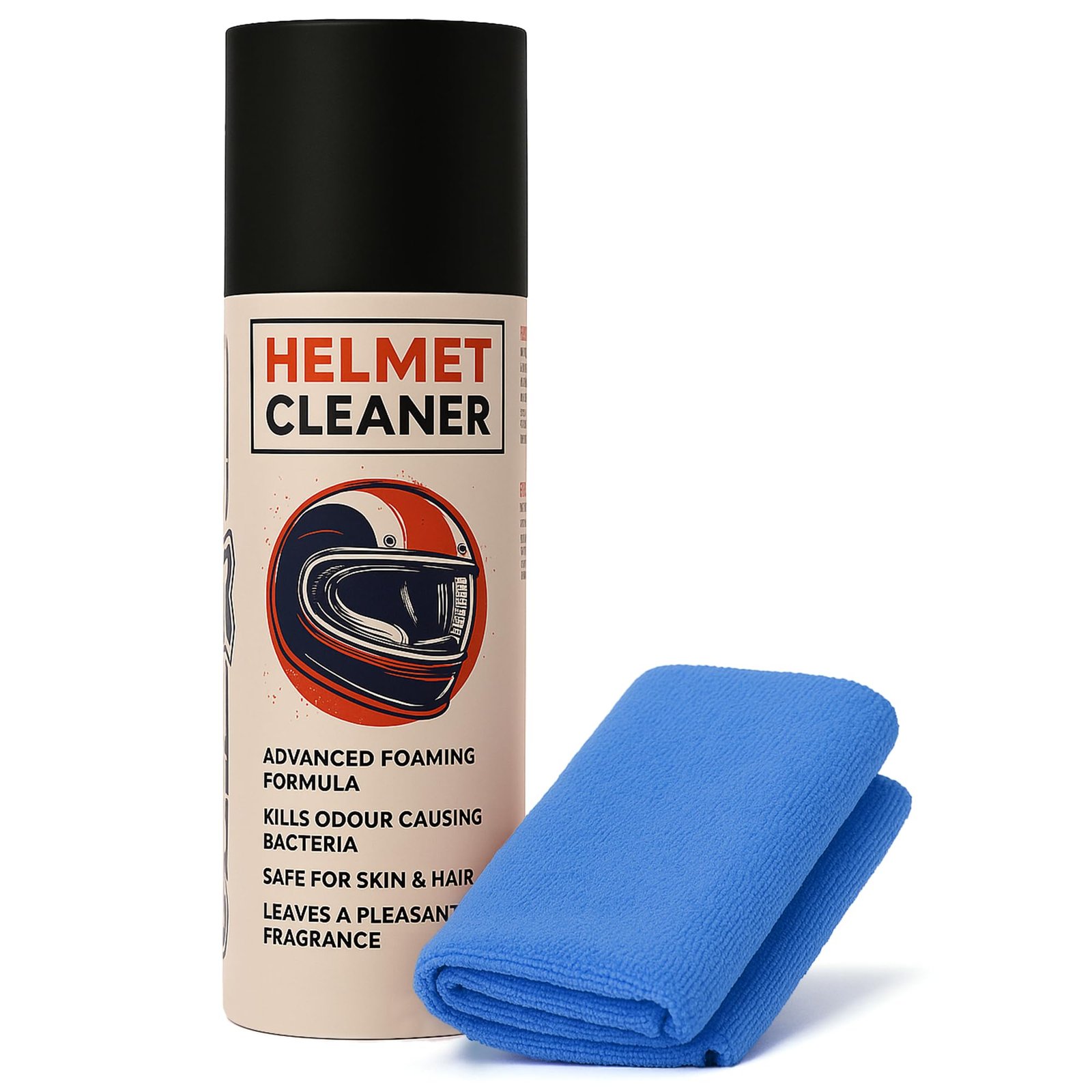 ShineXPro Helmet Cleaner & Microfiber Cloth, Anti-Bacterial Foaming Helmet Cleaning Spray, Safe for Hair & Skin – Helmet Interior Cleaner Removes Bad Odor, Helps Deep Clean with Inner Foam Formulation
