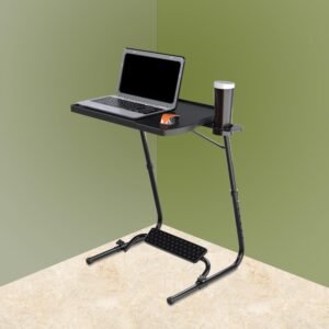 TABLE MAGIC Polypropylene, Carbon Steel – Pro Extended Work Space Laptop Table Mat Finish Laptop Table Multipurpose Height Adjustable Work Study Tv Tray Table Lap Desk (Executive, Black)