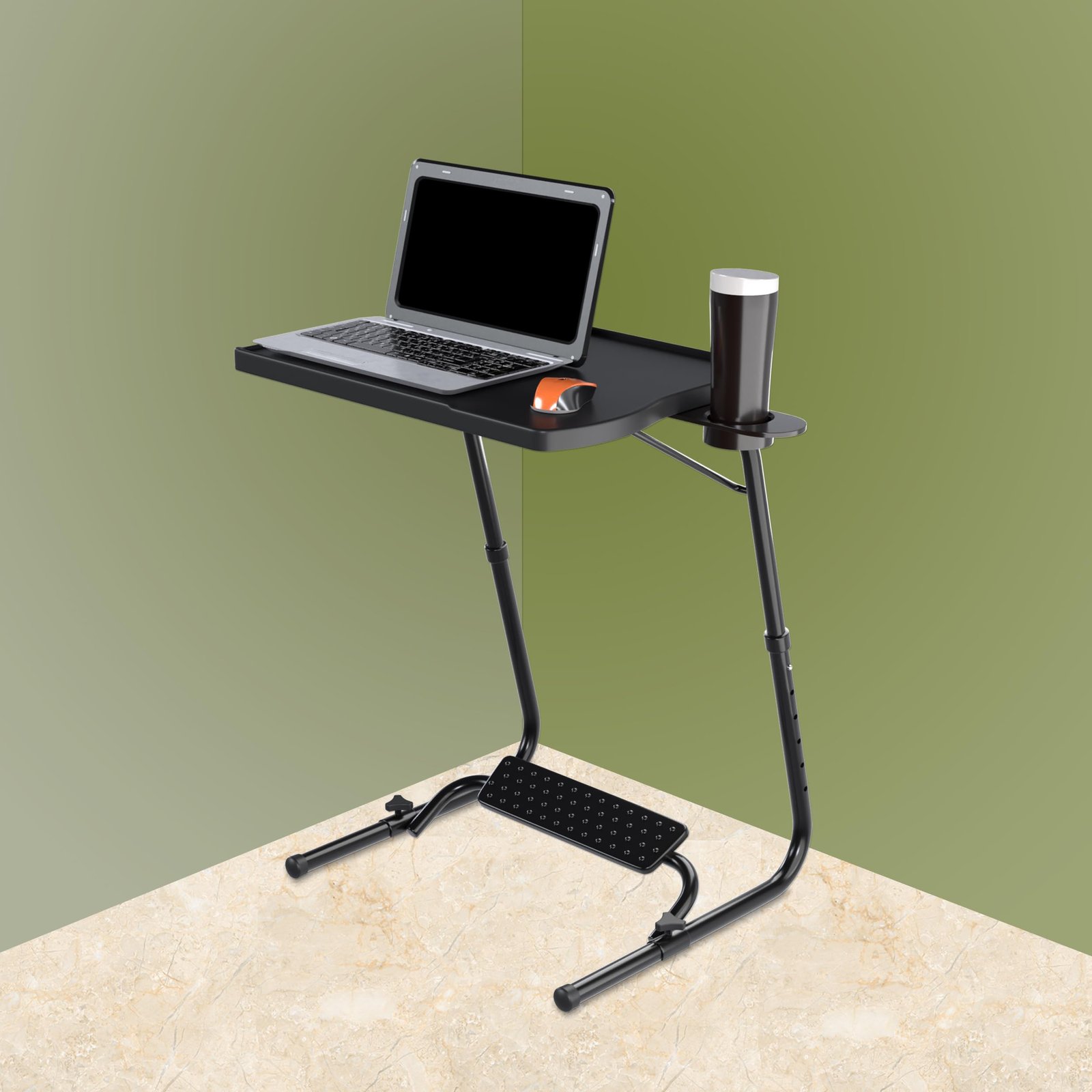 TABLE MAGIC Polypropylene, Carbon Steel – Pro Extended Work Space Laptop Table Mat Finish Laptop Table Multipurpose Height Adjustable Work Study Tv Tray Table Lap Desk (Executive, Black)