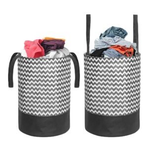 PrettyKrafts F1246 Canvas Laundry Bag, Toy Storage, Laundry Storage (45 L) (Set of 2 Pieces)- Black Wave