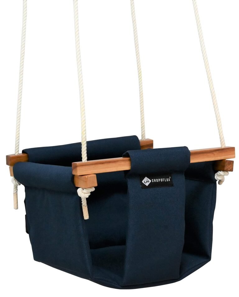 Shopoflux Swing for Kids | Baby Hanging Indoor Outdoor Jhula for Garden, Polyester, 9 Inch (6 Months to 3 Years) (Up to 25 Kg) (Blue)