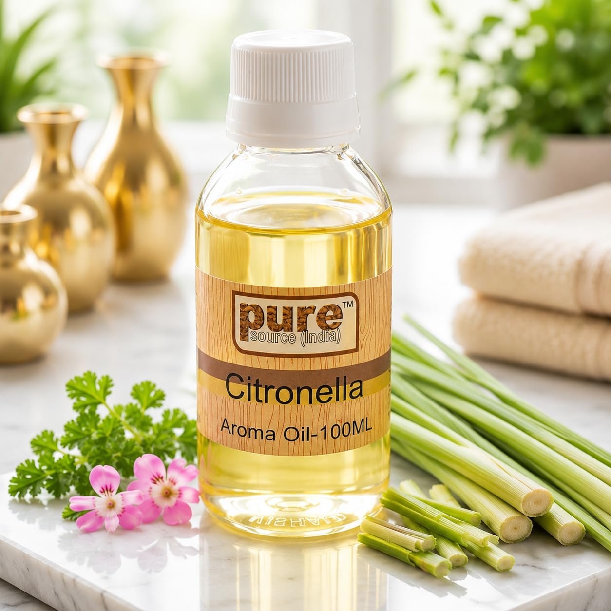 Pure Source India Citronella Aroma Oil 100ml with Dropper Bottle | Premium Fragrance Oil for Diffuser, Candle Making, Soap Making, Potpourri, Aroma Burner, DIY Crafts & Home Fragrance